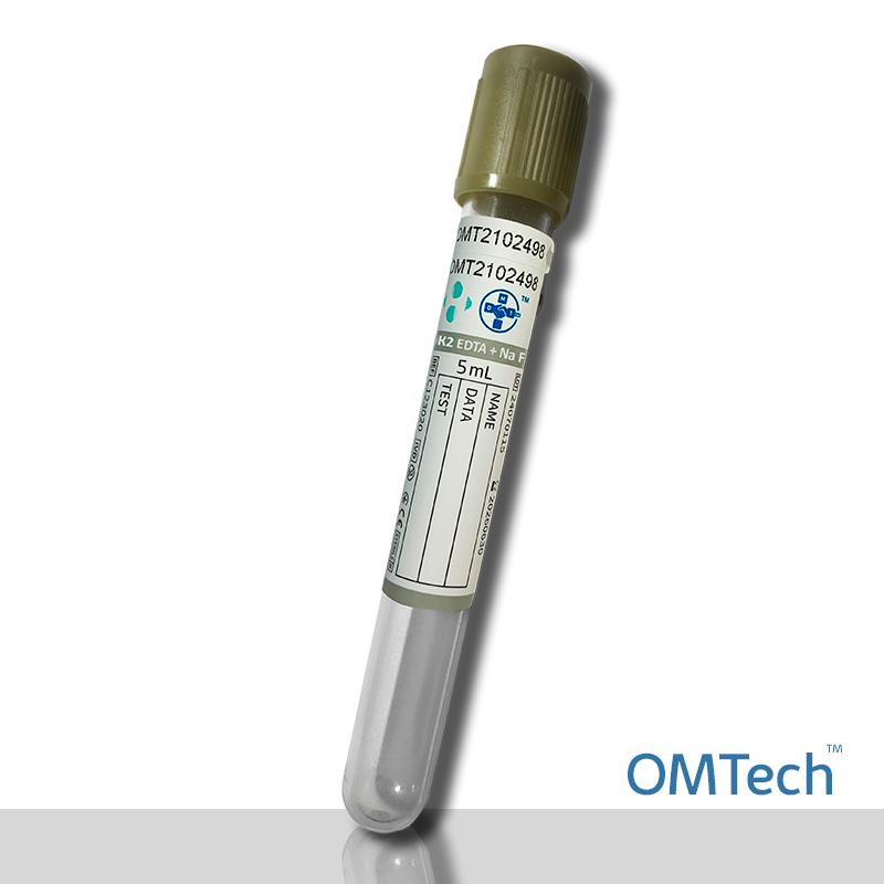 Пробірка Вакуумна для забору крові "OMTech", з натрій фторид та К2 EDTA, стерильна, з сірою кришкою, 5 мл, 13*100 мм RENJI MEDICAL